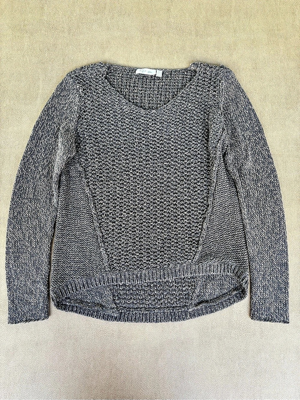 RD style Josslyn V-Neck Sweater Gray & Brown Size Small
